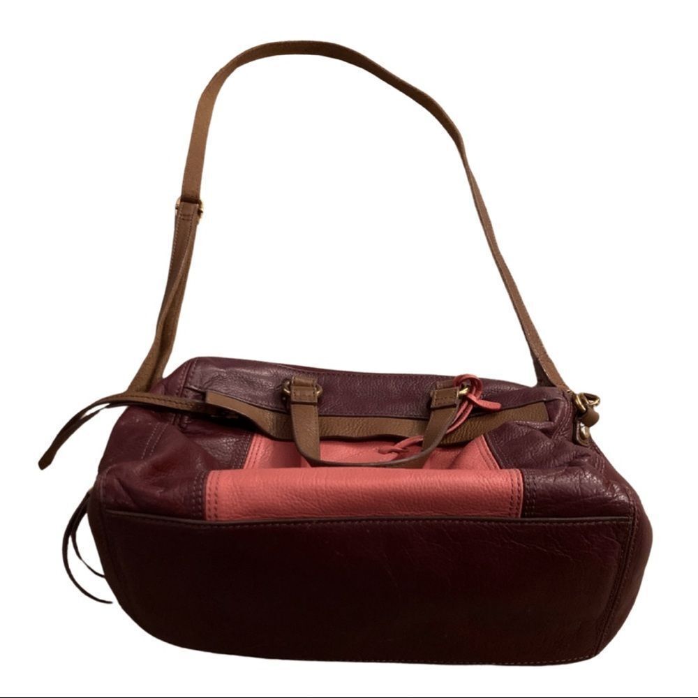 Fossil Burgundy Leather Satchel with Detachable Crossbody Strap - Picture 3 of 10